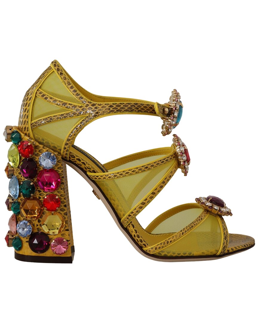 Shop Dolce & Gabbana Leather Ayers Crystal Sandal