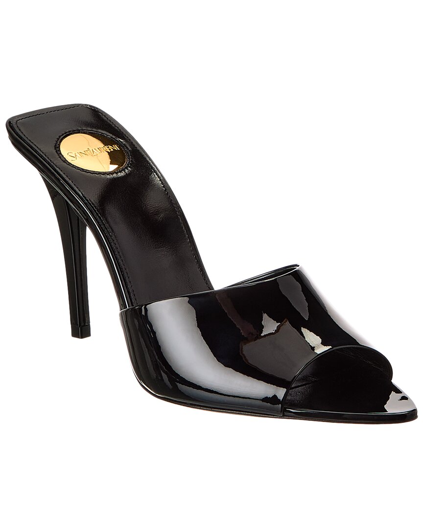 Saint Laurent 110mm Goldie Leather Mule Sandals In Black