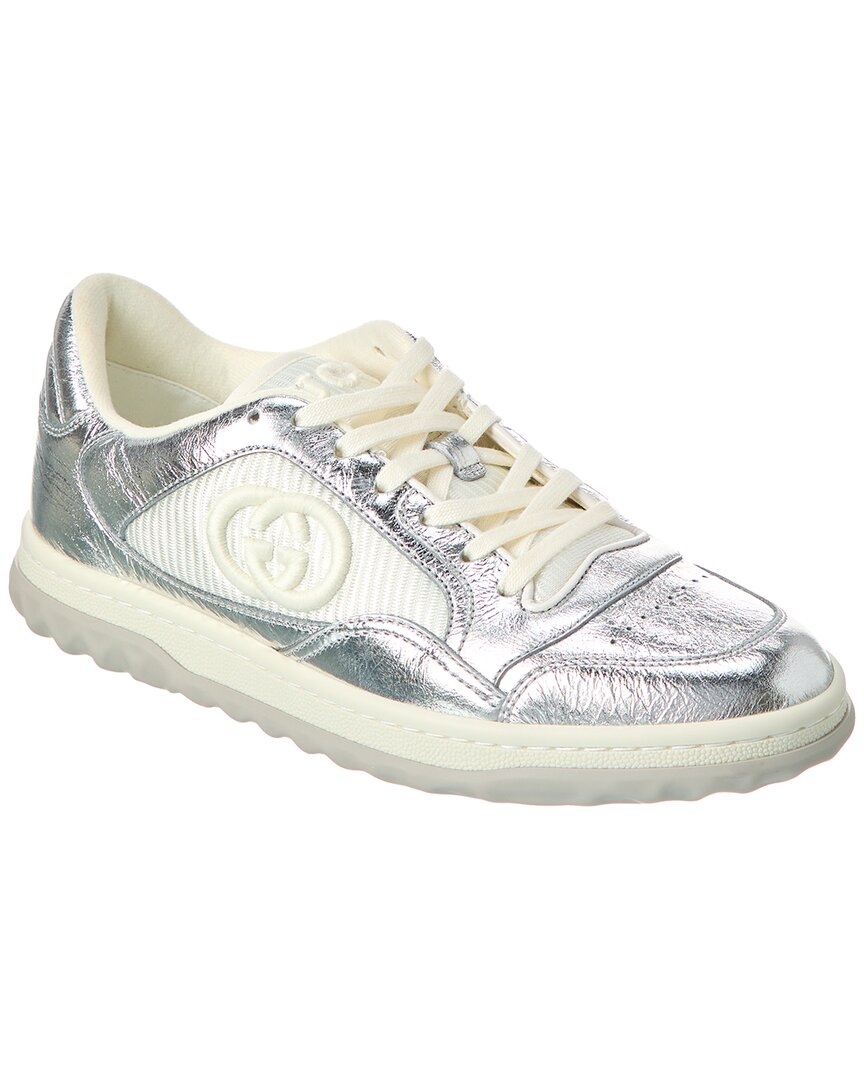 MAC 80 Metallic Leather Sneakers in Silver - Gucci