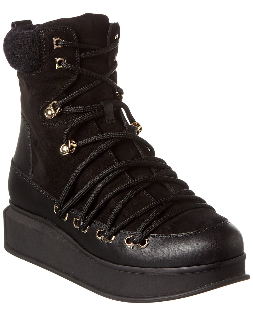 Shop Ferragamo Suede & Leather Boots In Black