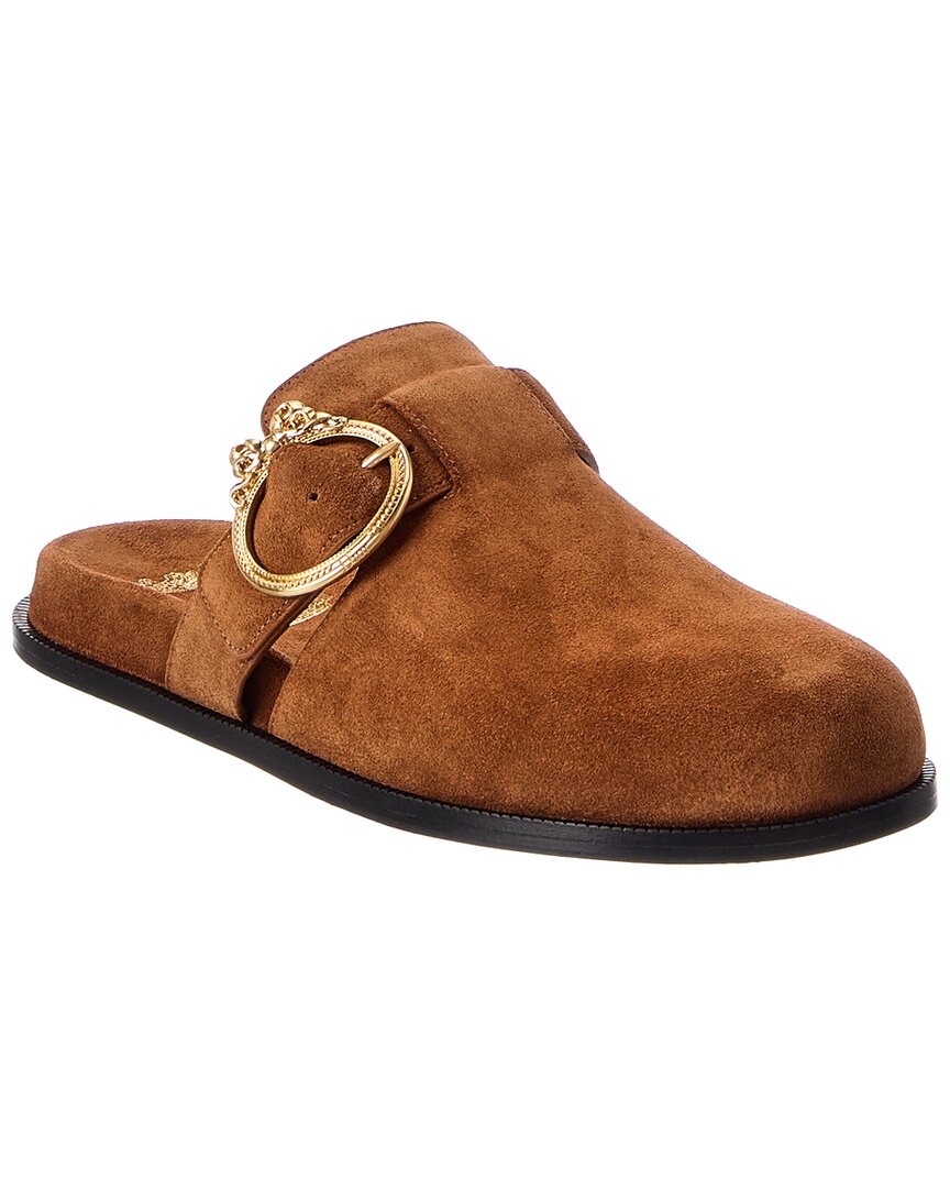 Dior Medallion Suede Mule In Brown