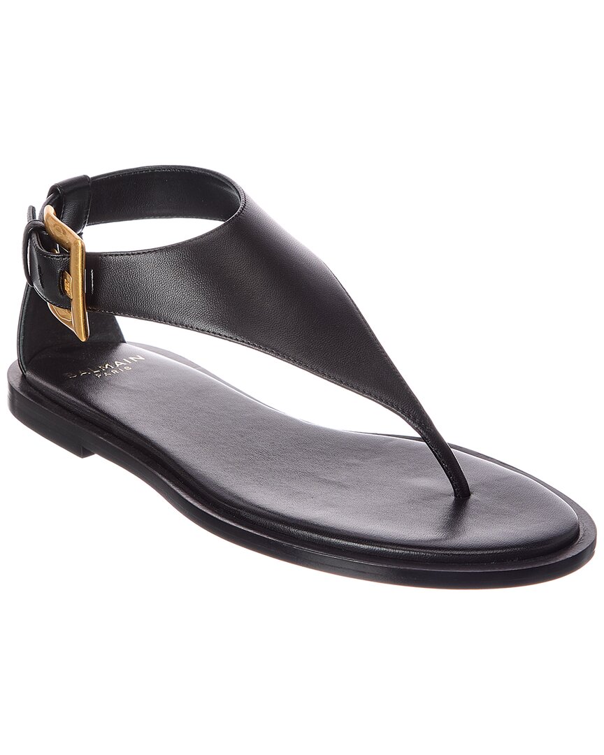Balmain Anthem Leather Sandal In Black