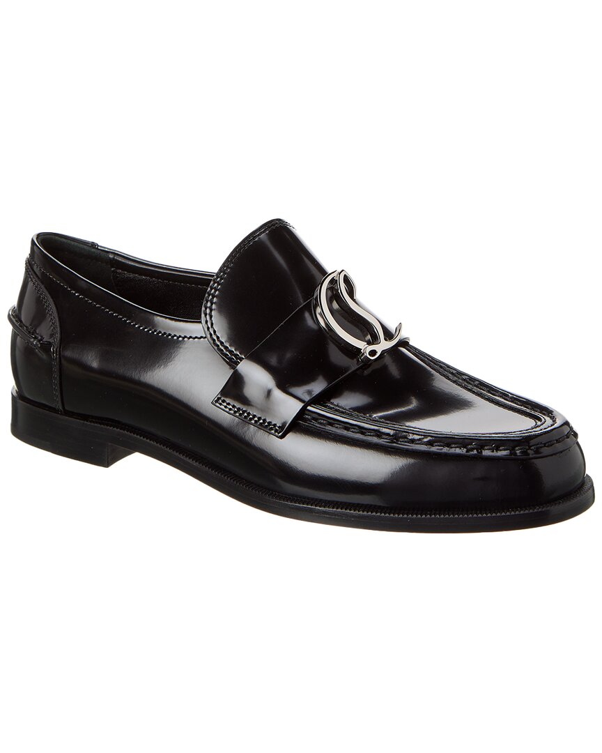 Shop Christian Louboutin Cl Moc Leather Loafer In Black