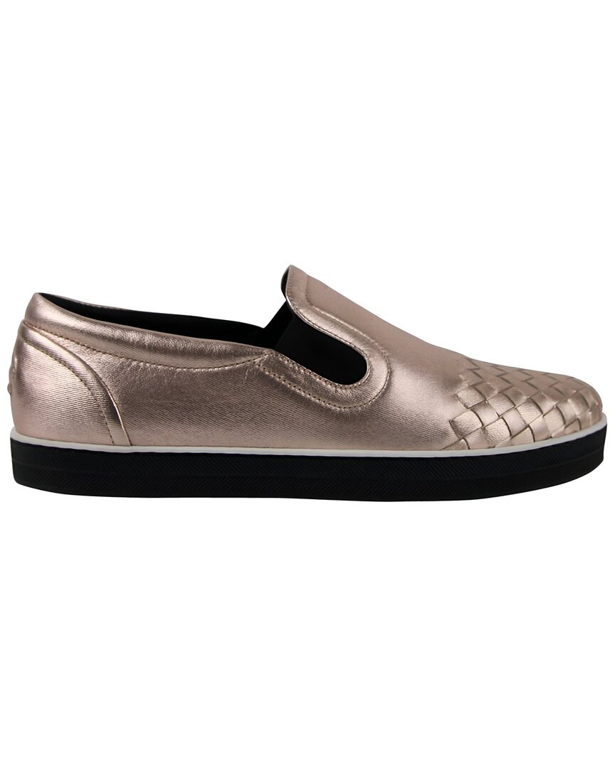 Shop Bottega Veneta Intrecciato Leather Shoe In Rose Gold