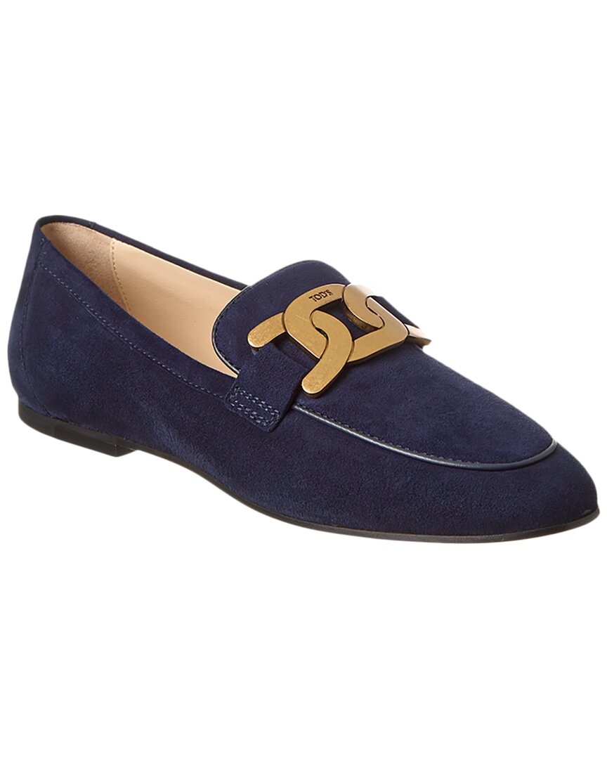 Tod's Kate Loafers In Suede In Blue