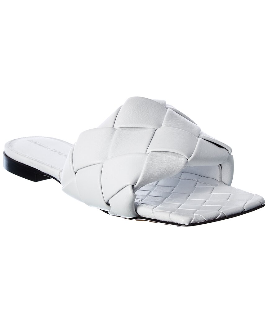 Bottega Veneta Quilted Leather Lido Flat Sandals In White