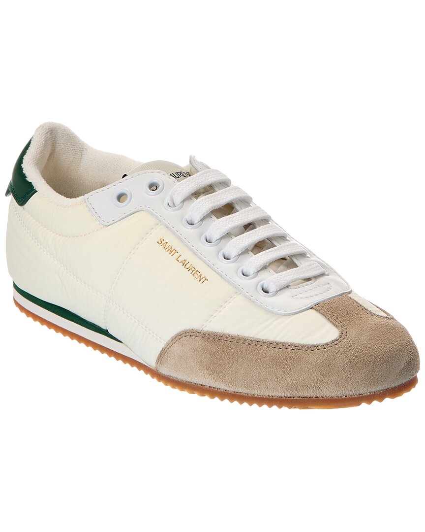 Saint Laurent Logo Printed Lace-up Sneakers In White