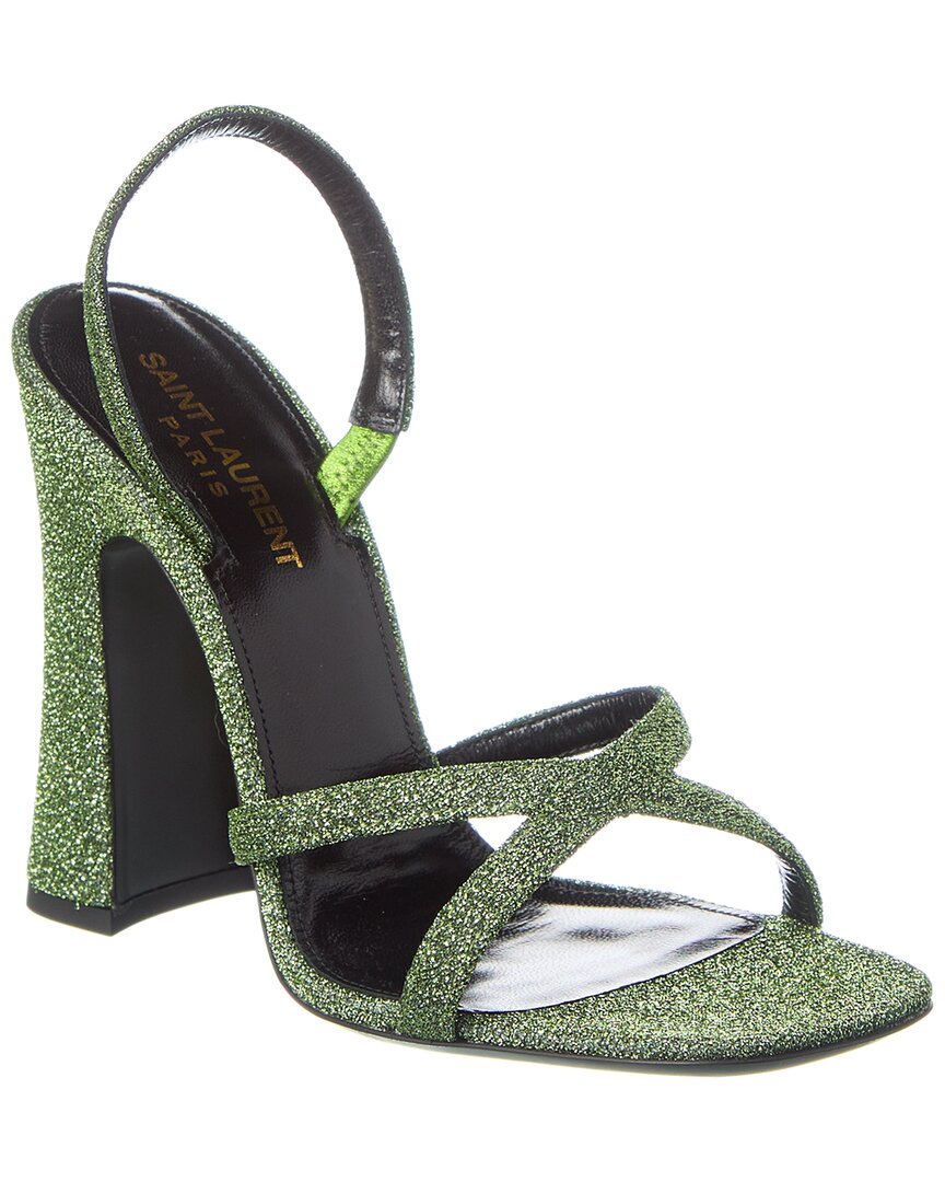 Shop Saint Laurent Arancha 110 Slingback Sandal In Green