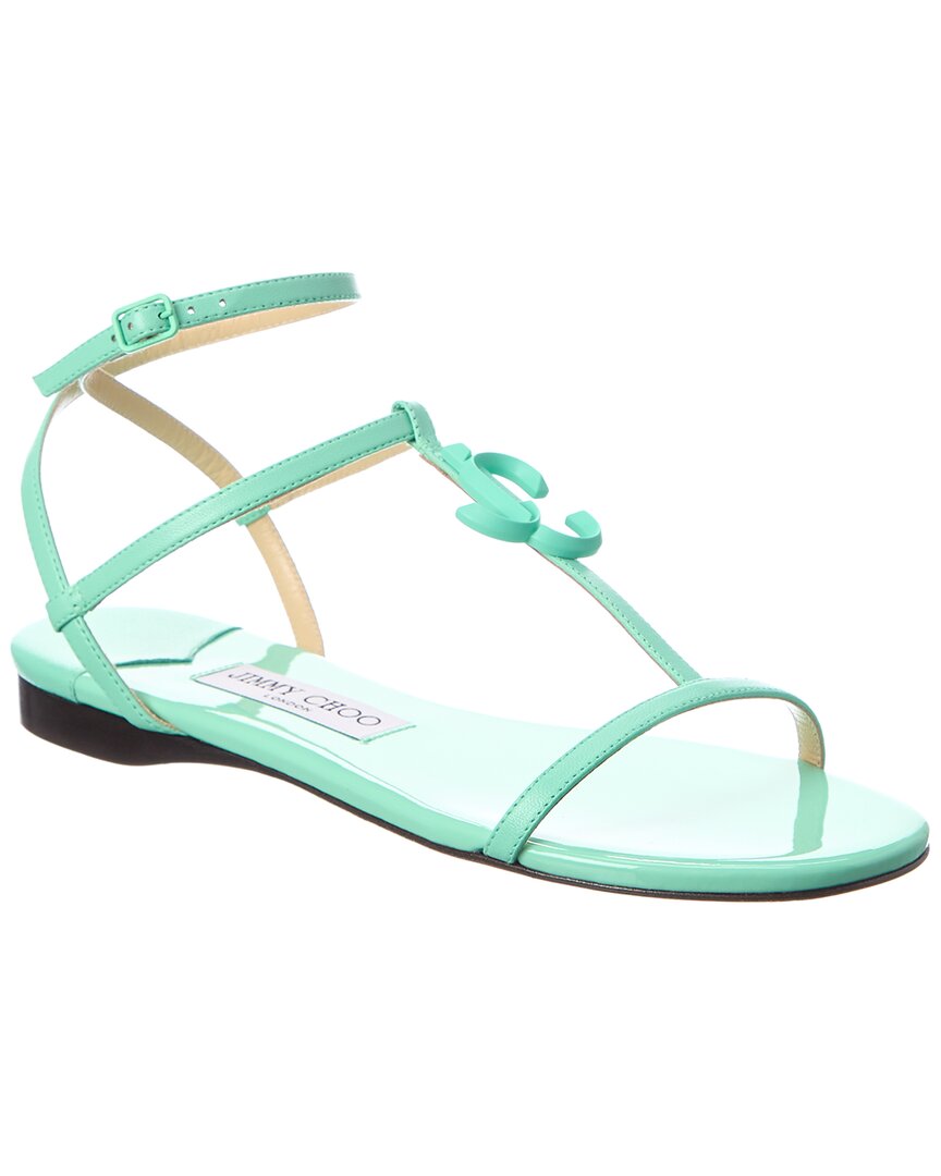 Jimmy Choo Alodie Leather Sandal In Green