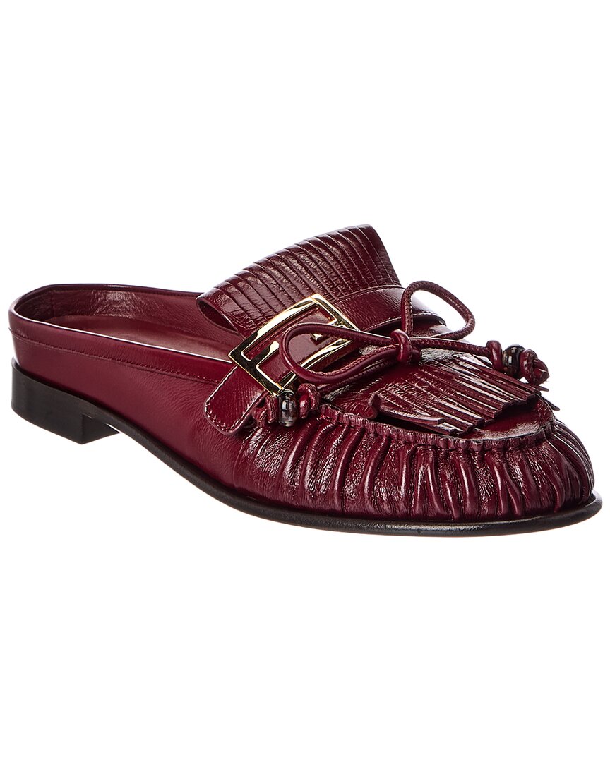 Fendi Gold/Red Baguette Leather Mule