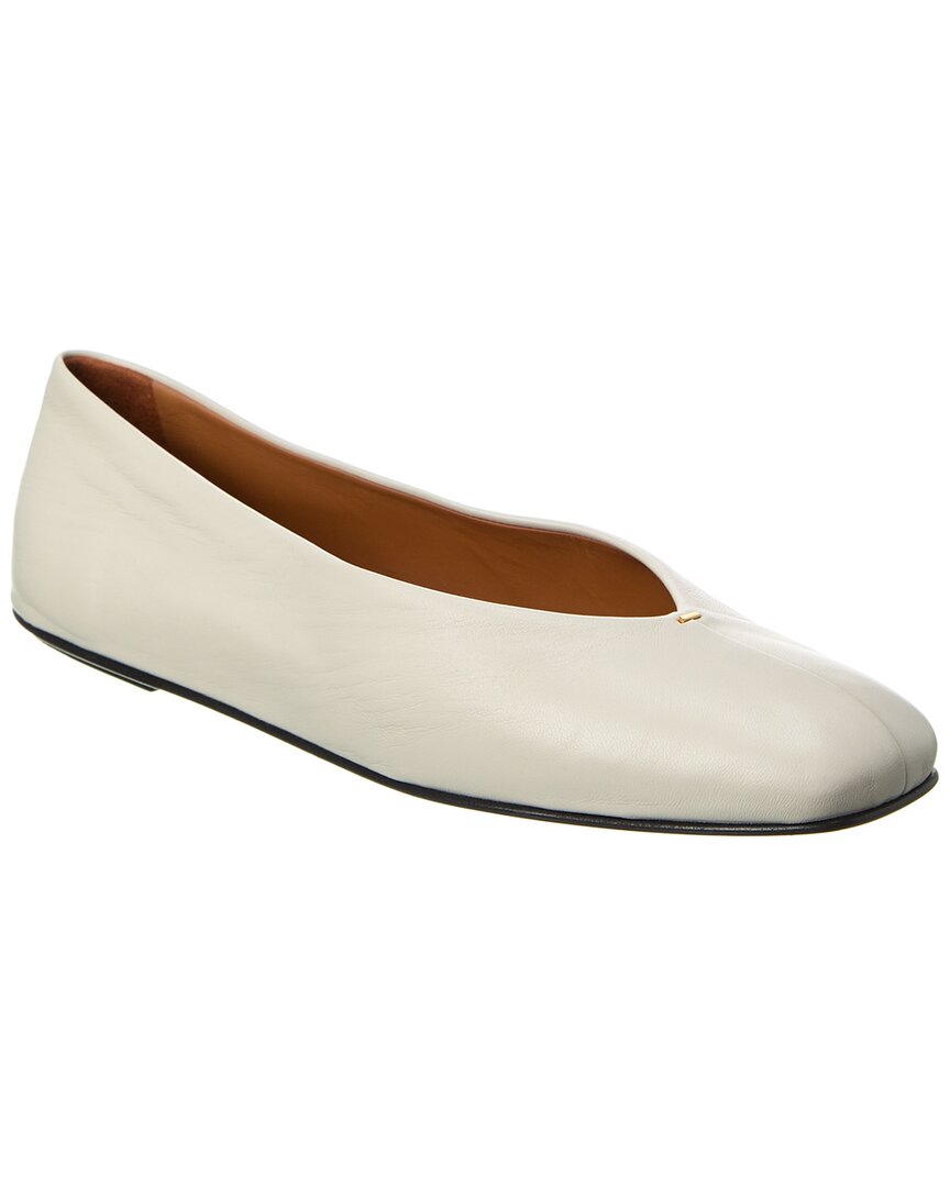 The Row Eva Leather Ballerina Flats In White