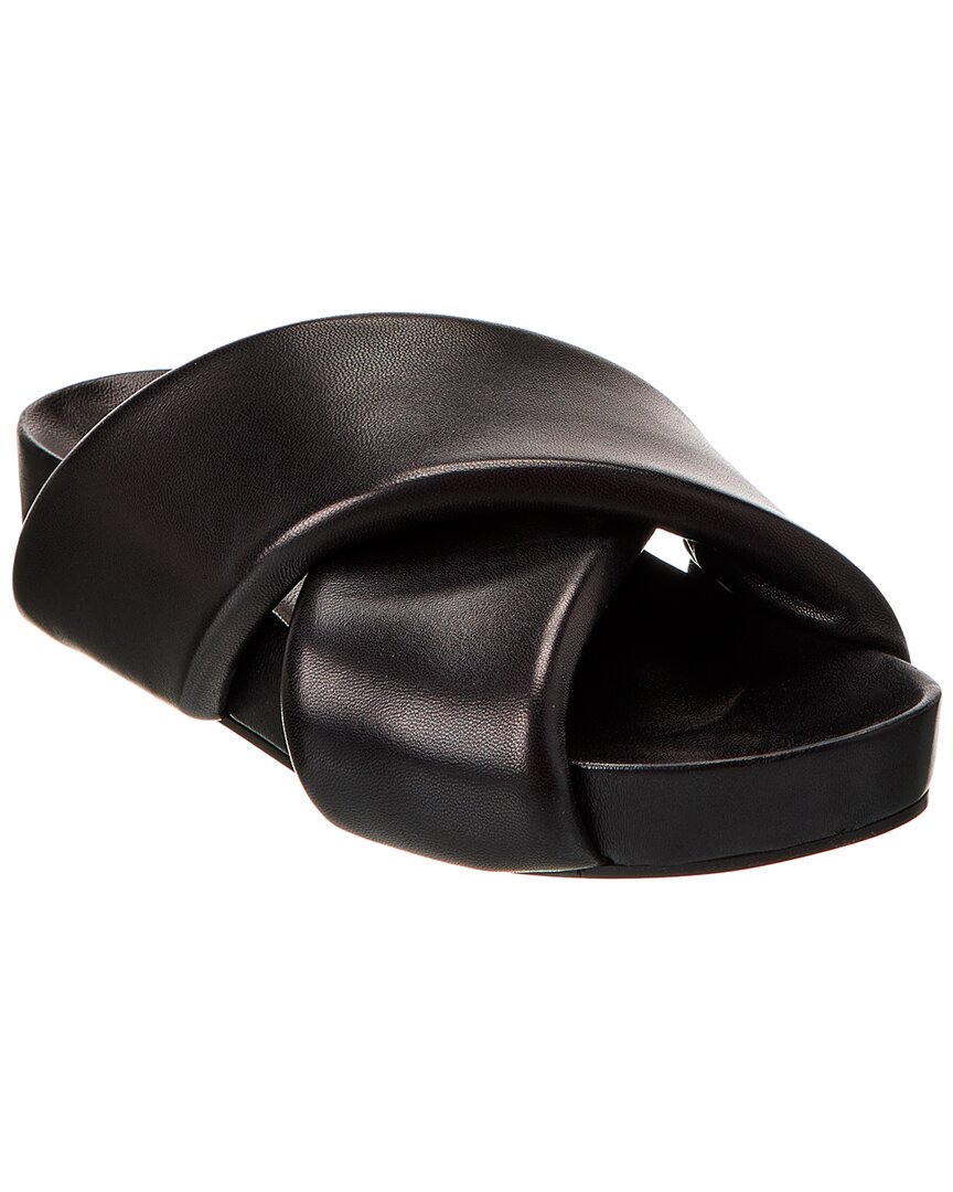Shop Jil Sander Padded Leather Sandal In Black
