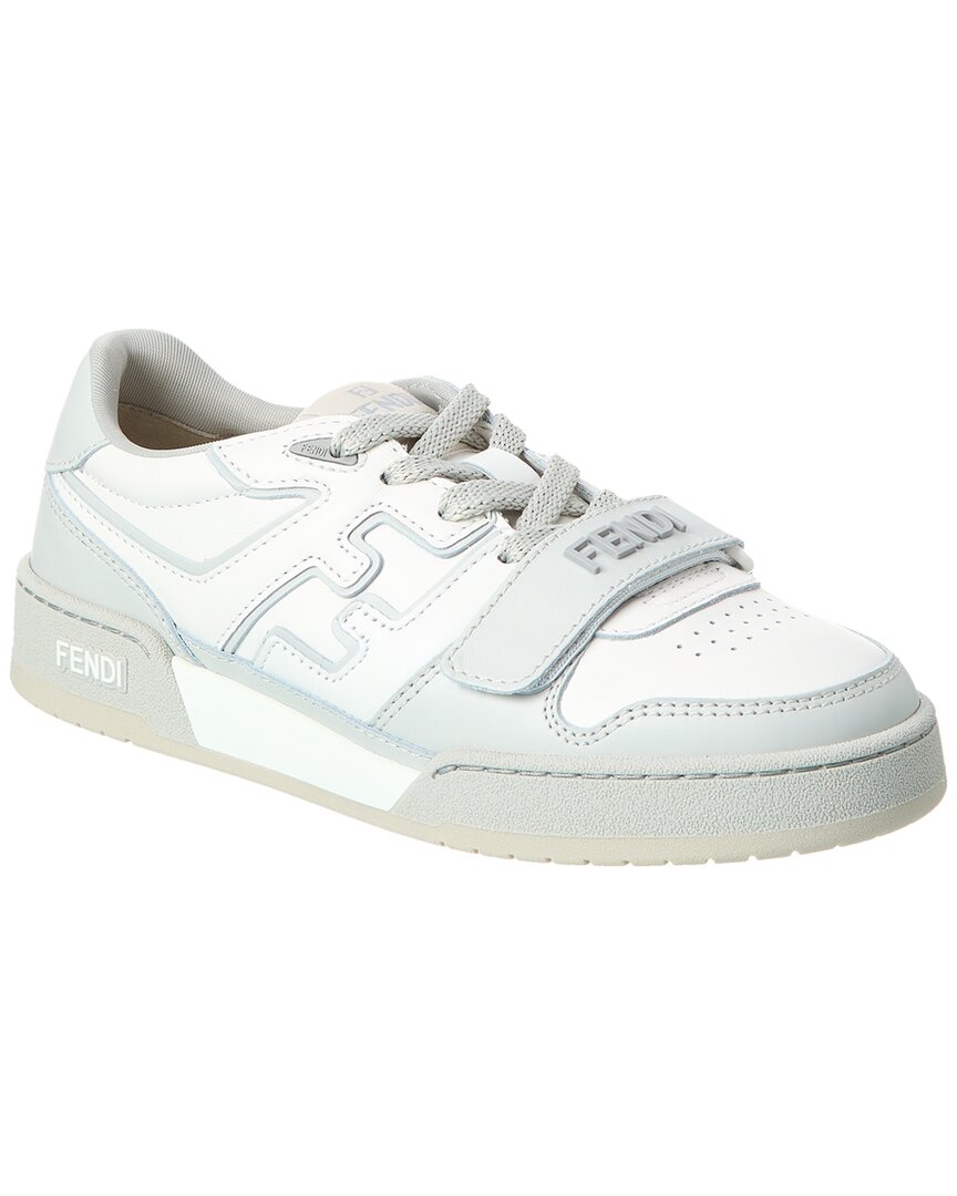 Shop Fendi Match Leather Sneaker In White