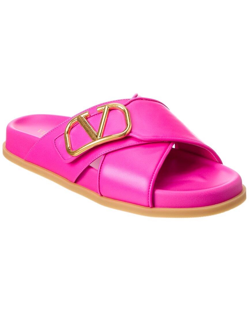 Shop Valentino Vlogo Signature Leather Sandal In Pink