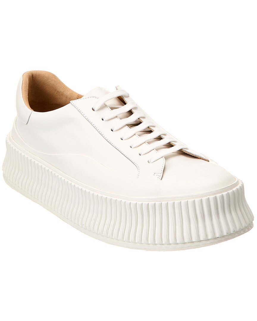 Shop Jil Sander Leather Sneaker In White