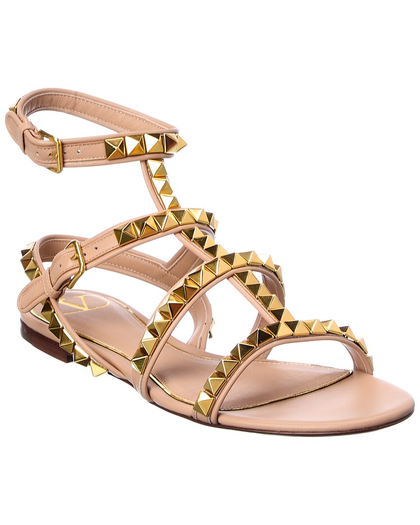 Shop Valentino Rockstud No Limit Caged Leather Sandal In Pink