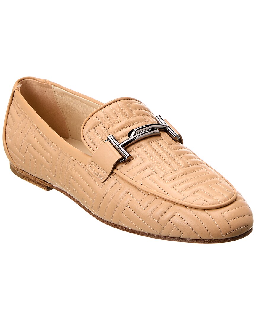 Tod's Leather Loafer In Beige