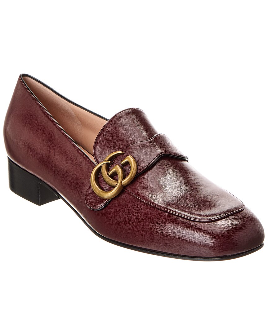 Женские мокасины из натуральной кожи Gucci Interlocking G Красный 37 103190₽