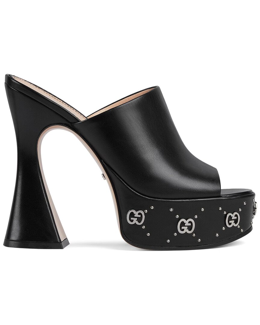 Gucci Leather Platform Sandal In Black