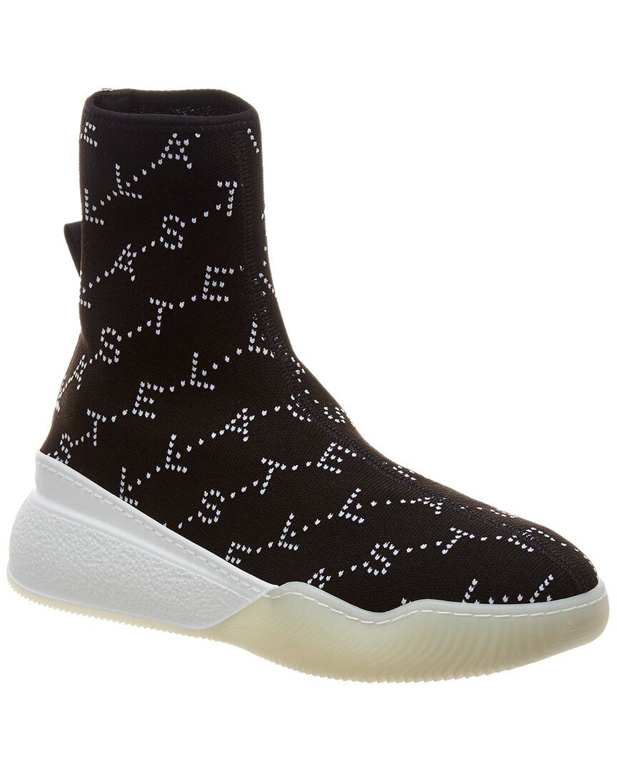 Shop Stella Mccartney Loop Monogram Stretch-knit Sneaker In Black