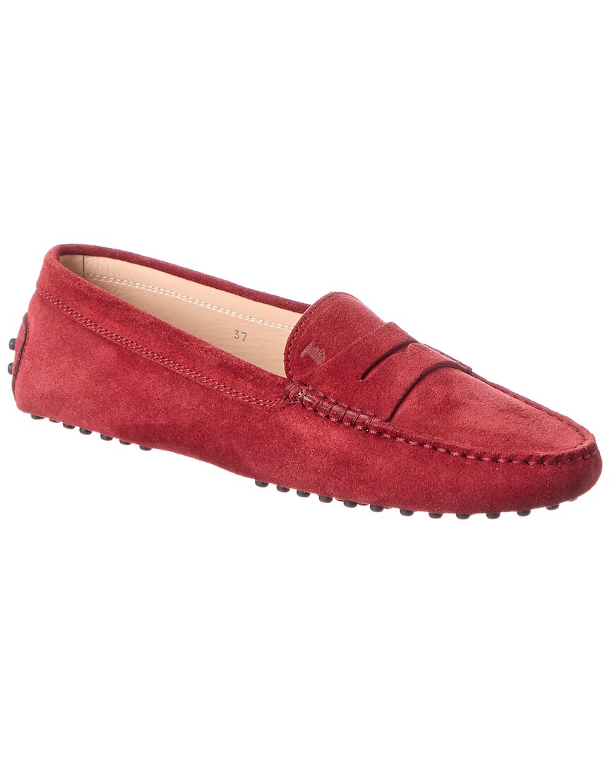 Shop Tod's Gommino Suede Loafer In Red