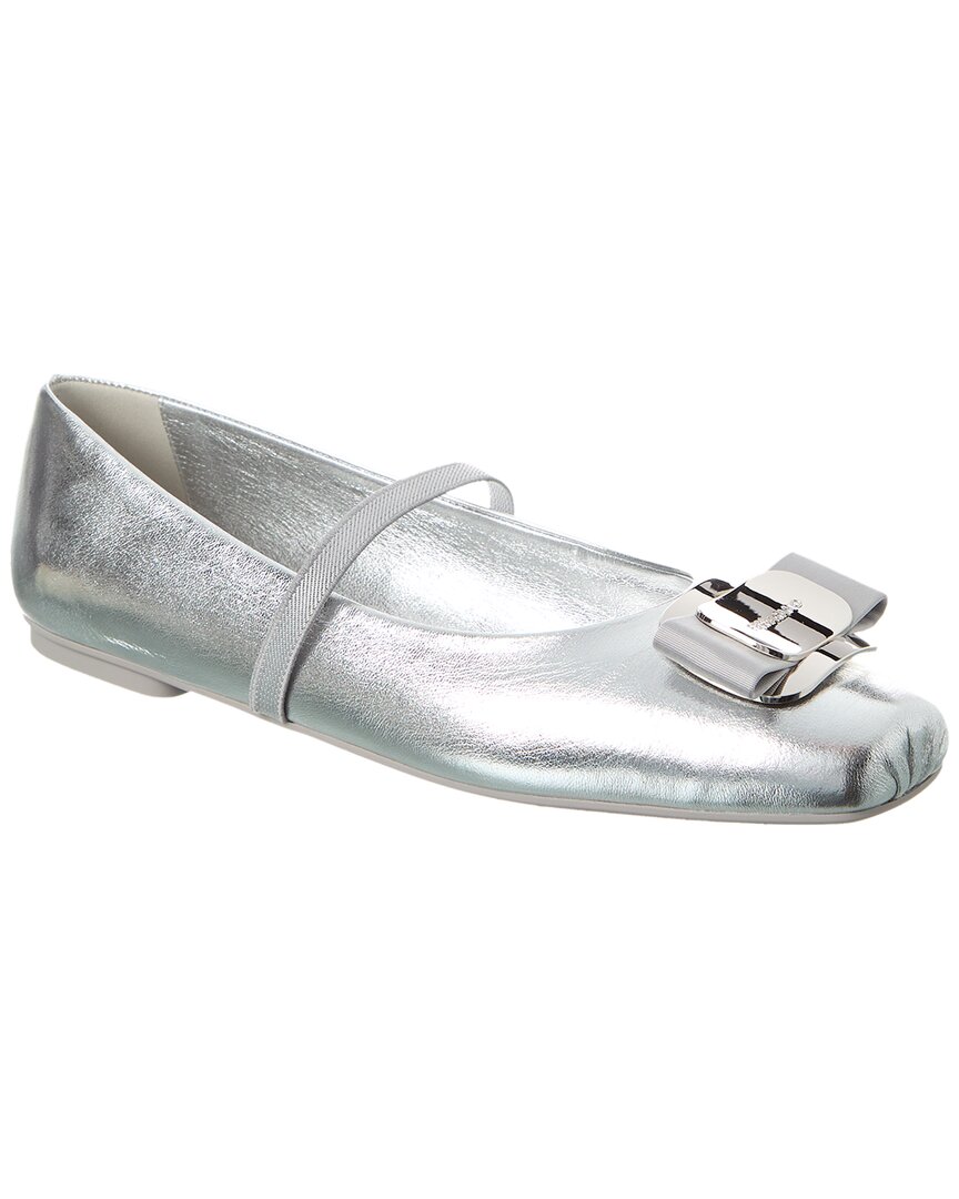 Ferragamo Zina Silver Ballerinas