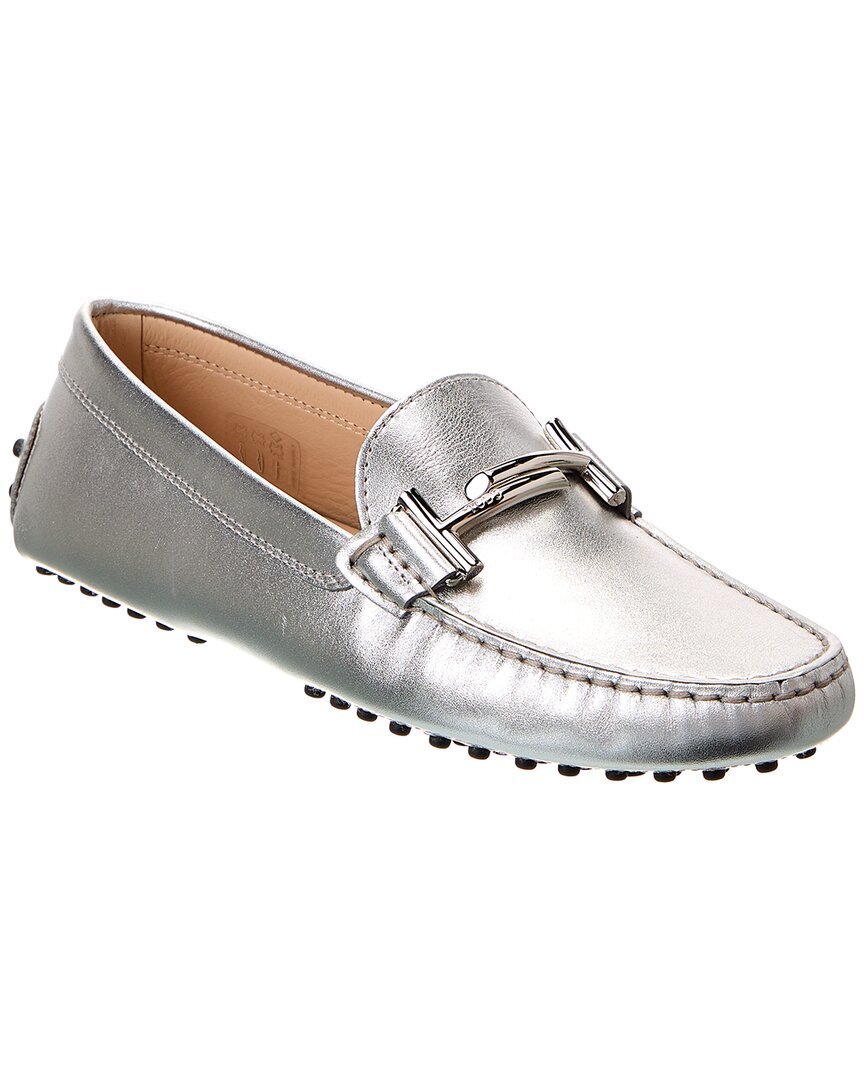 TOD'S TOD’S GOMMINI DOUBLE T METALLIC LEATHER LOAFER