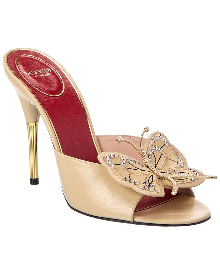 Valentino Gold/White Flutterby 105 Leather Sandal