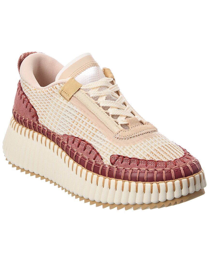 Chloé Women's Beige Nama Sneakers In Rosy - Image 8