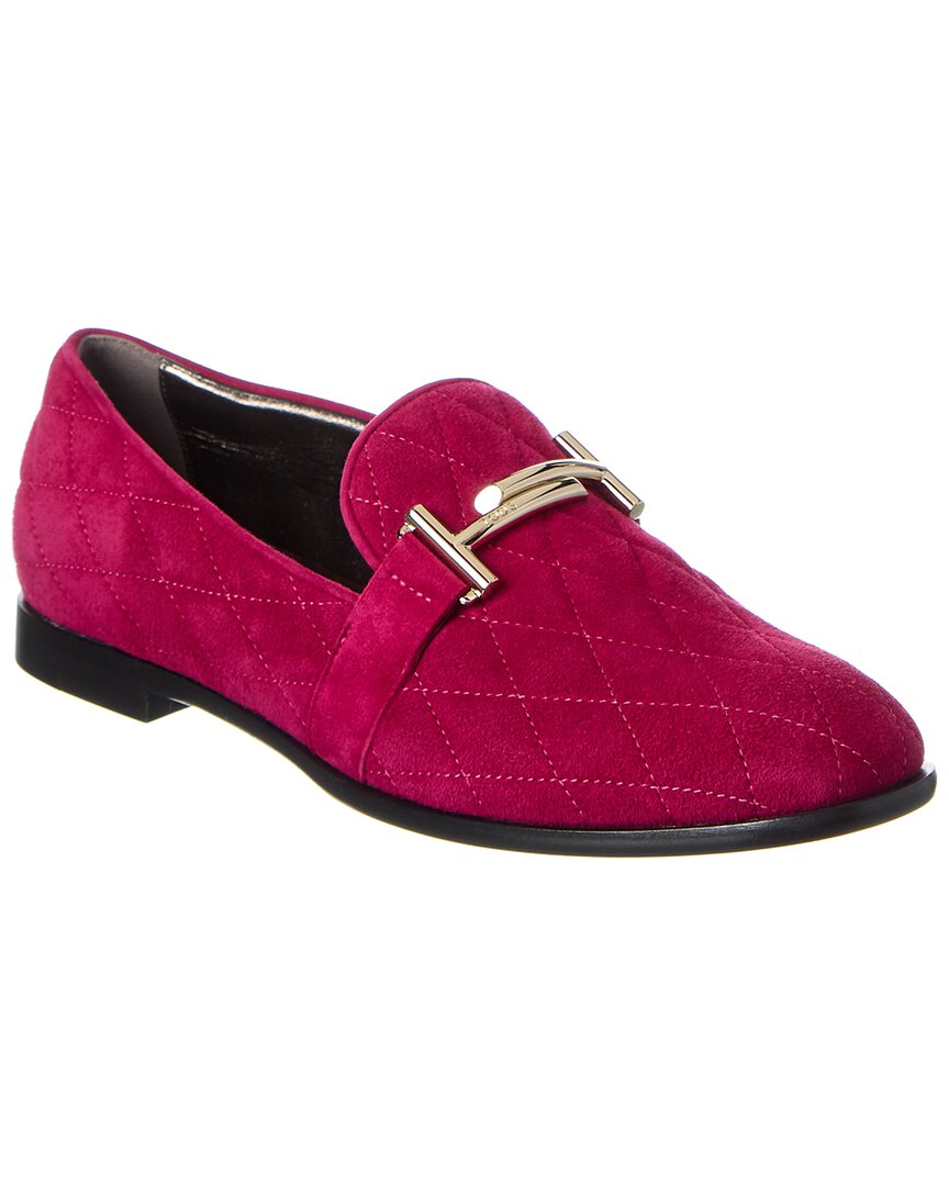Tod's Double T Suede Loafer In Pink