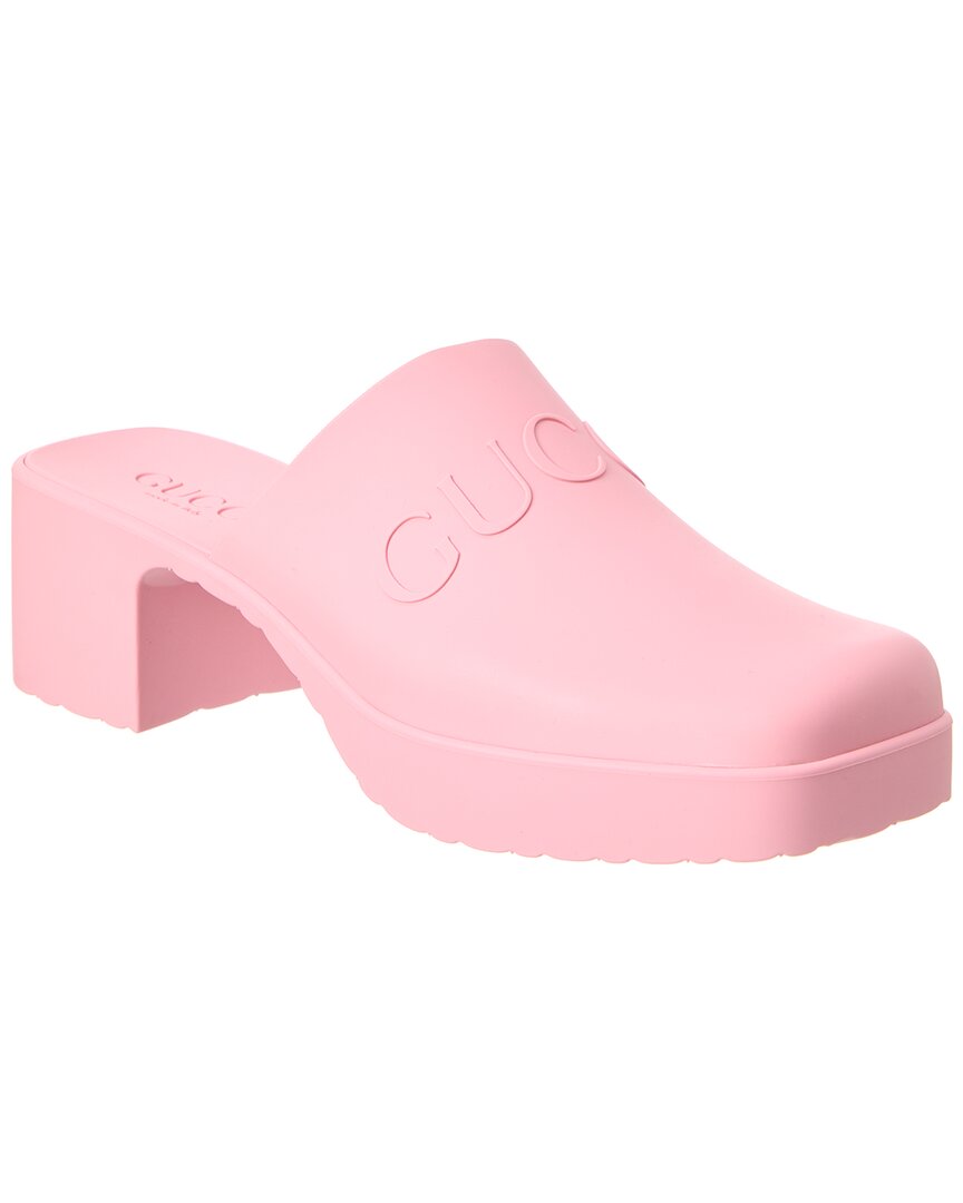 Shop Gucci Logo Rubber Mule In Pink