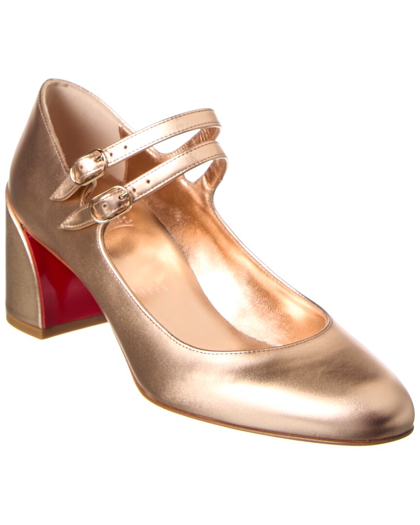Shop Christian Louboutin Miss Jane 55 Leather Pump In Gold