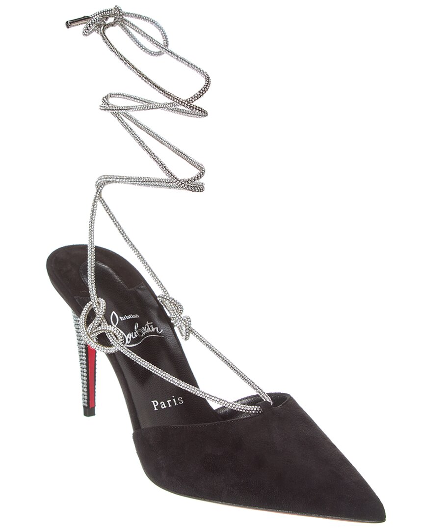 Shop Christian Louboutin Astrid Lace Strass 85 Suede Pump In Black