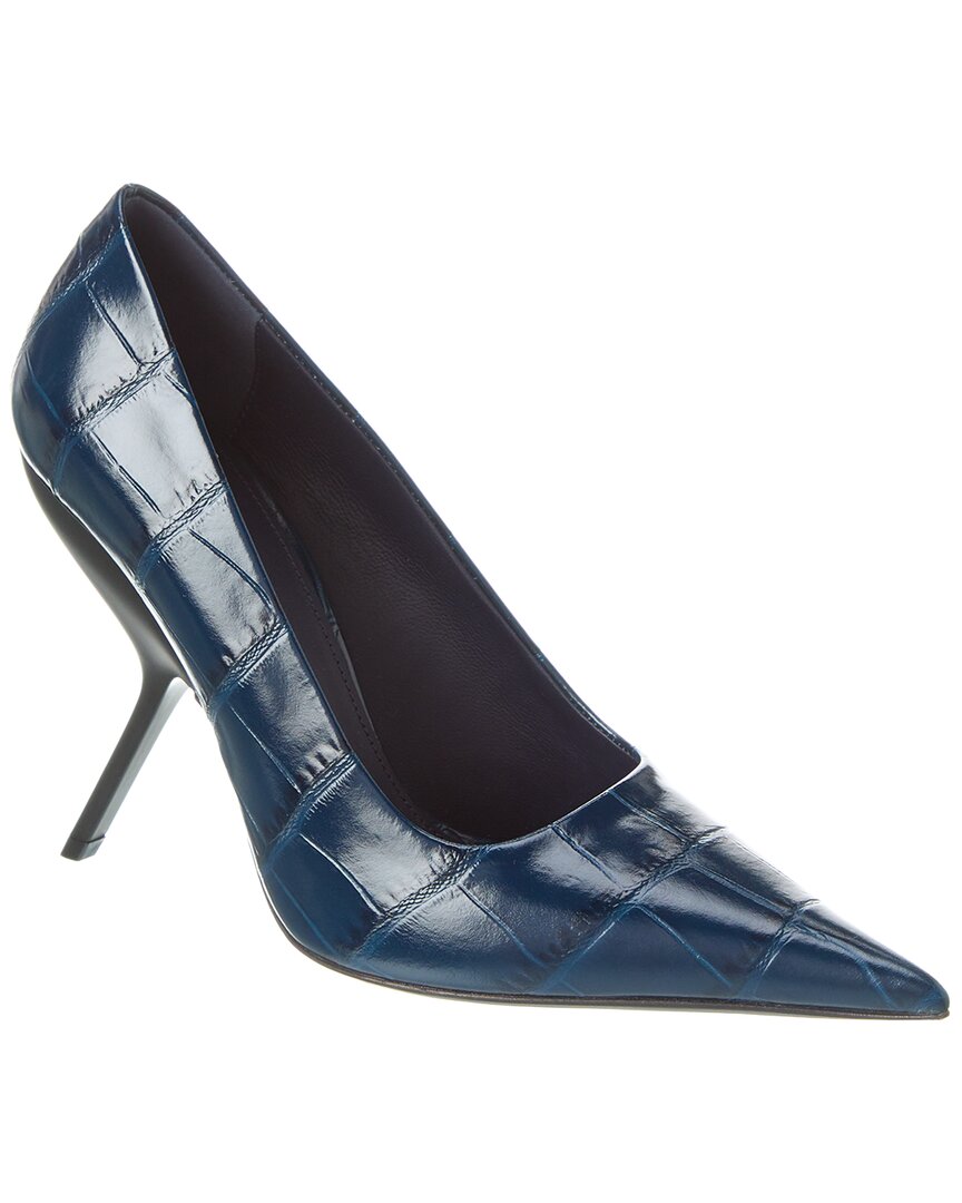 Ferragamo Eva Croc-Embossed Leather Pump Women's Blue 8 C | eBay