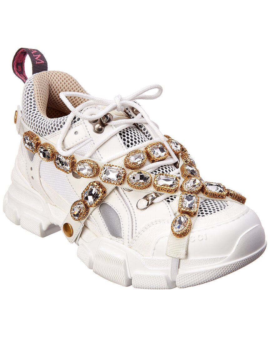 Shop Gucci Flashtrek Leather & Mesh Sneaker In White