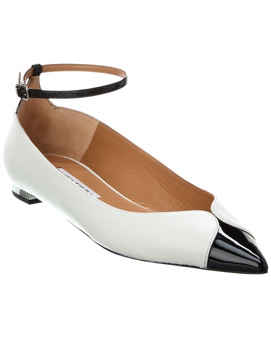 Shop Aquazzura Pinot Leather & Patent Ballet Flat In White