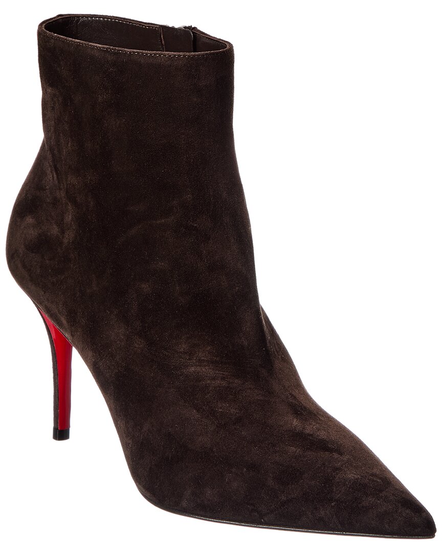 Christian Louboutin Miss Z 80 Suede Ankle Boots In Brown
