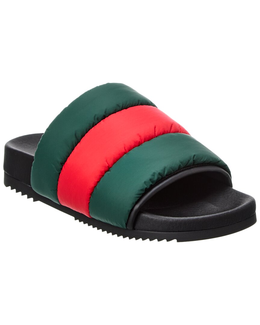 Shop Gucci Web Padded Nylon Slide In Red