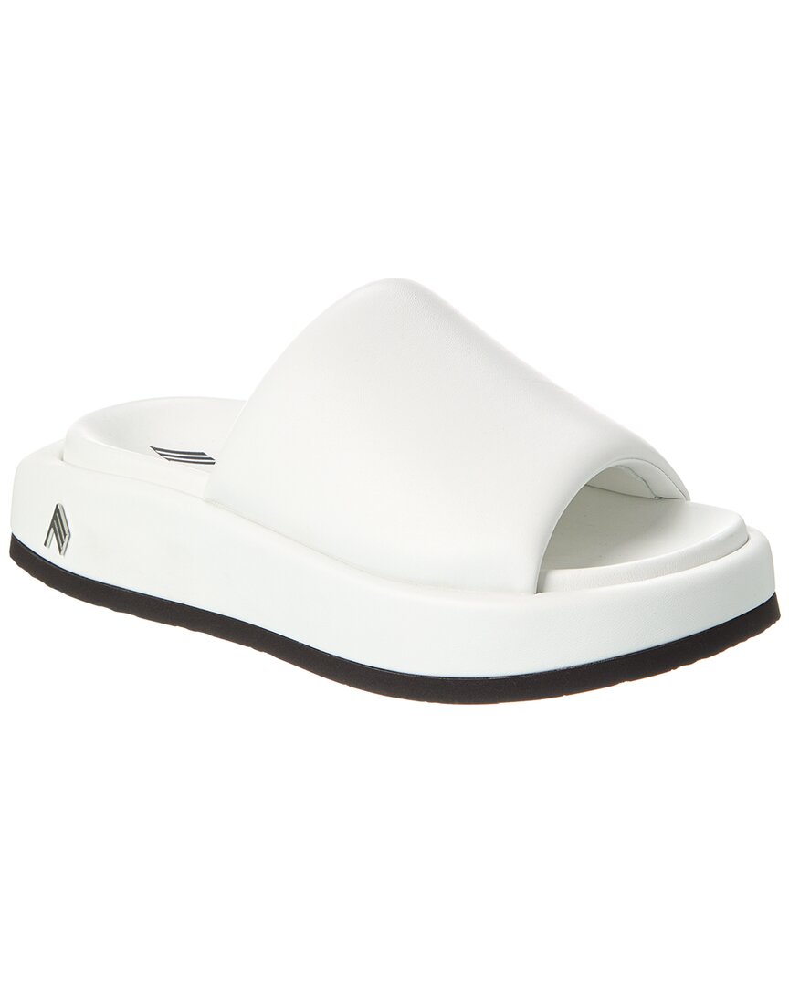 Attico Mia Leather Flatform Slides In White