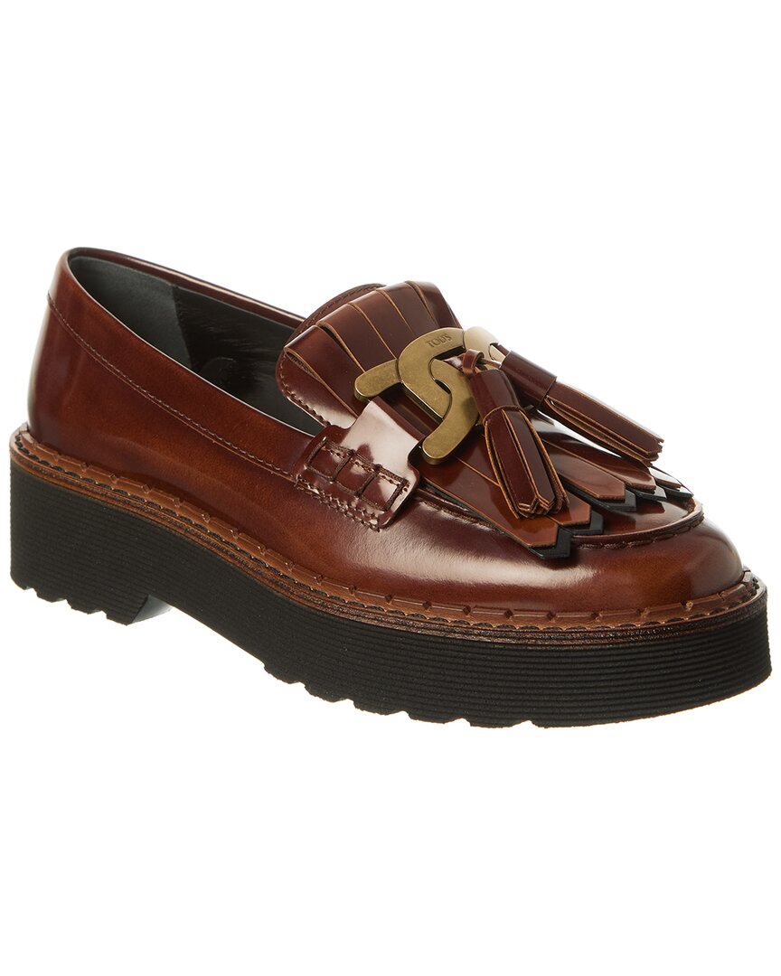 Tod's Leather Loafer In Brown