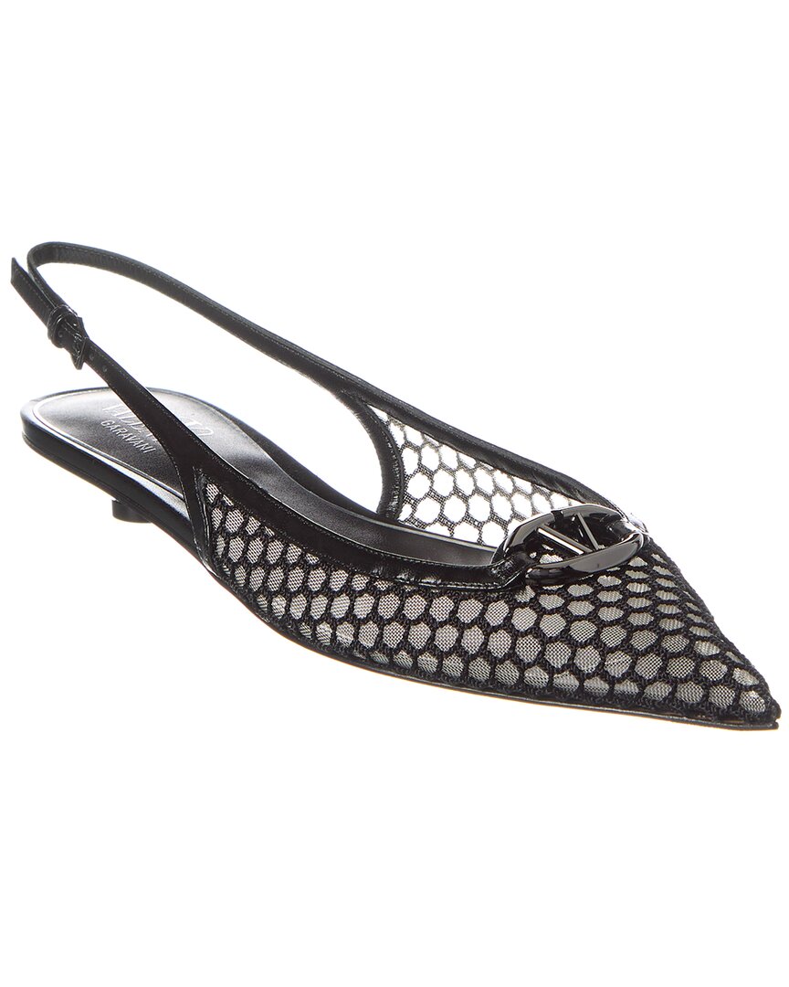 Valentino Vlogo Moon Leather Slingback Flats