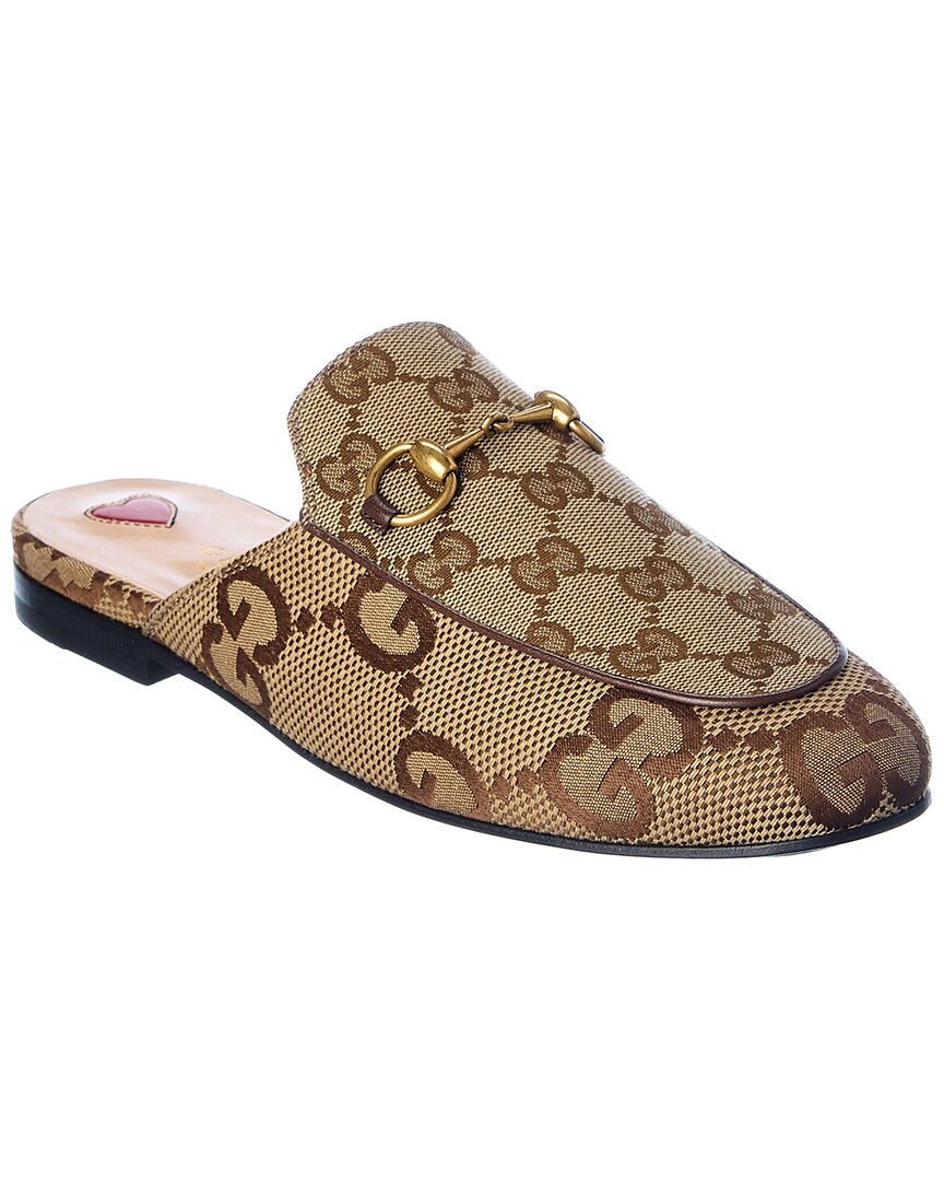 Shop Gucci Princetown Jumbo Gg Canvas Slipper In Brown