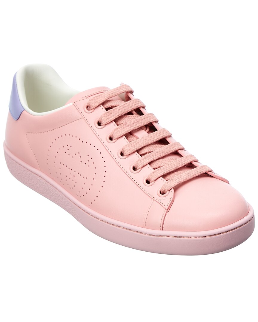 Gucci Ace Interlocking G Leather Sneaker In Pink