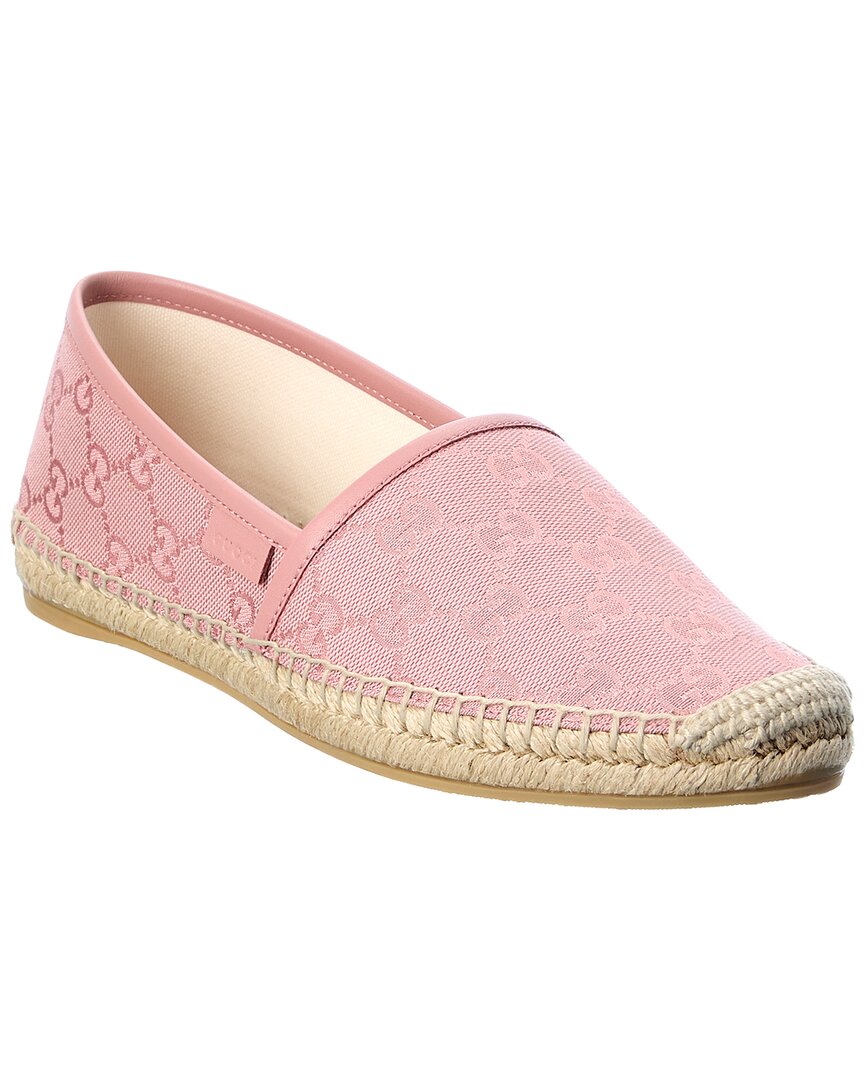 Gucci Gg Canvas & Leather Espadrille In Pink