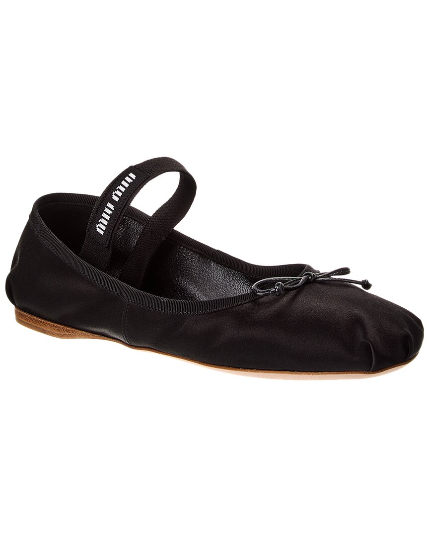 Miu Miu Satin Ballet Flats In Black