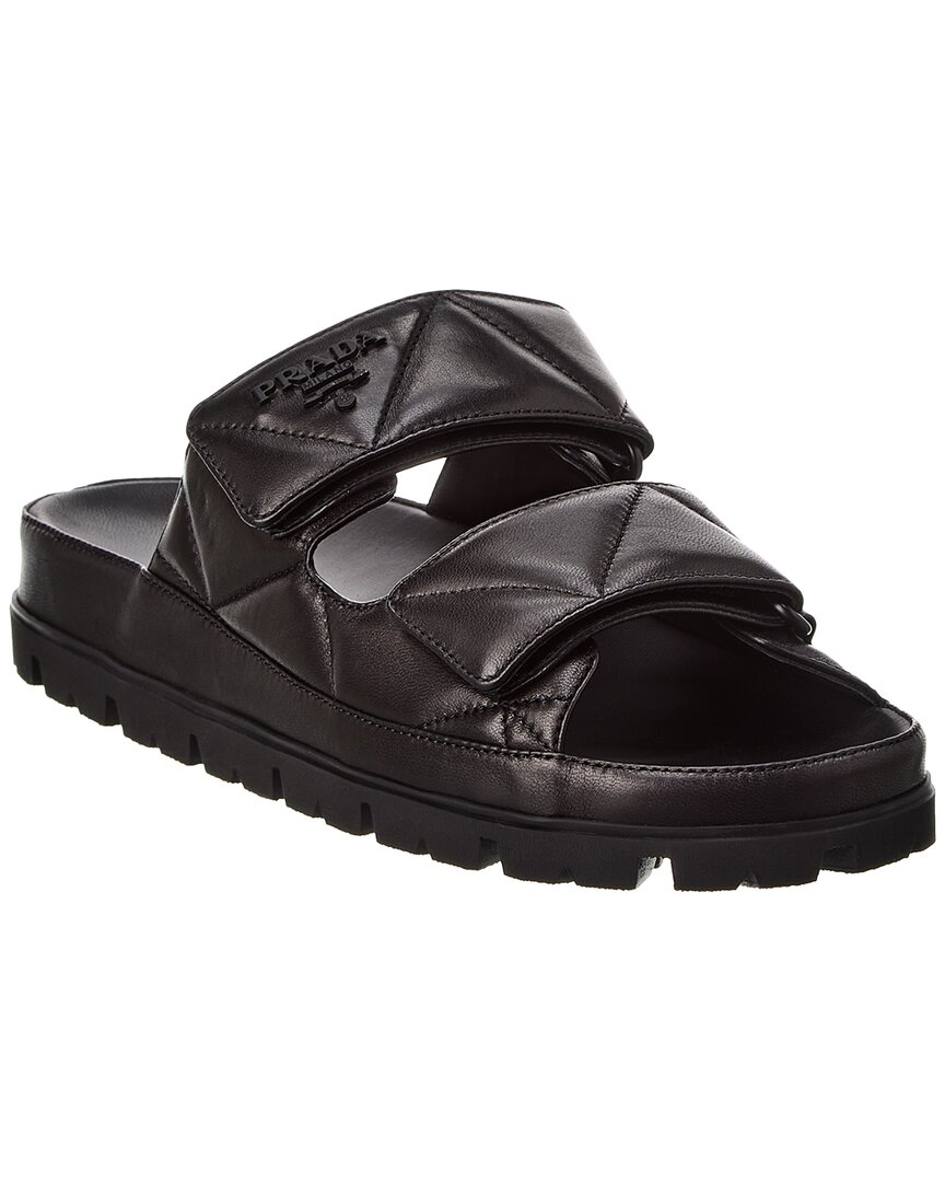 Prada Quilted Leather Sandal In Black