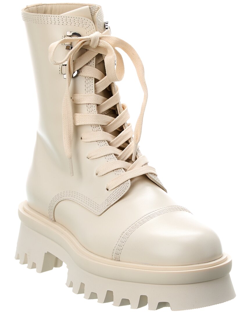 Ferragamo Kira Leather Combat Boots In Multi