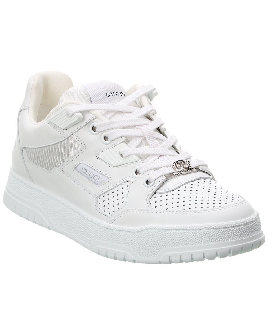 Shop Gucci Logo Leather Sneaker In White