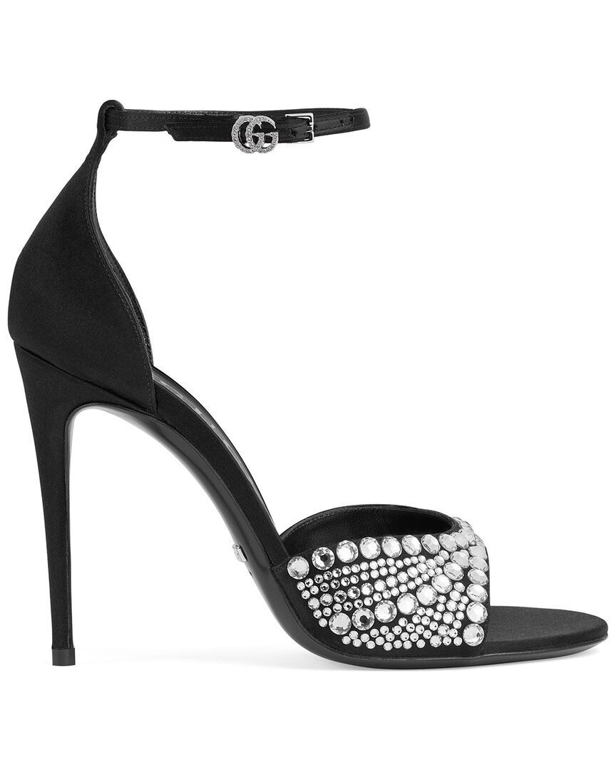 Gucci Double G Crystals Satin Sandal In Multi