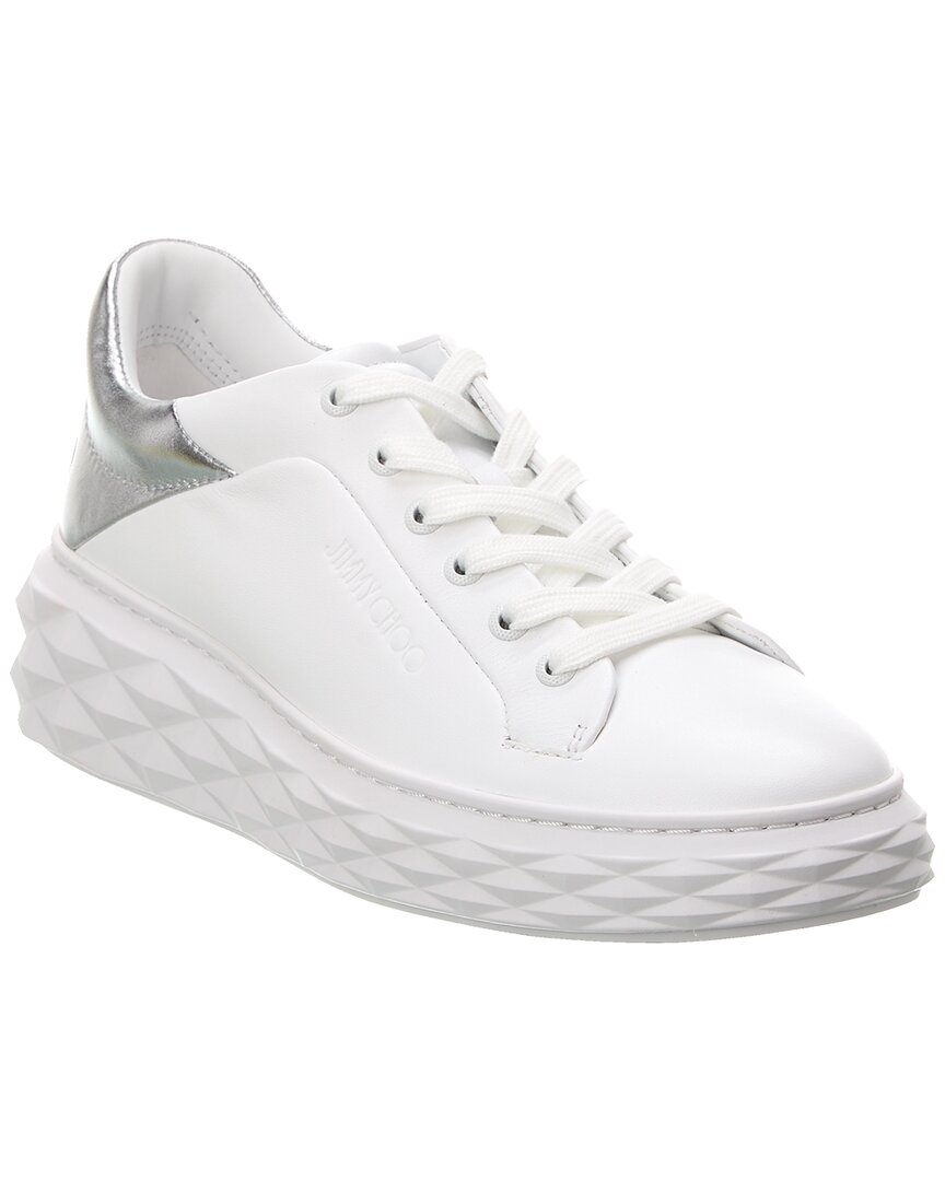 Jimmy Choo Diamond Maxi/f Leather Sneaker In White